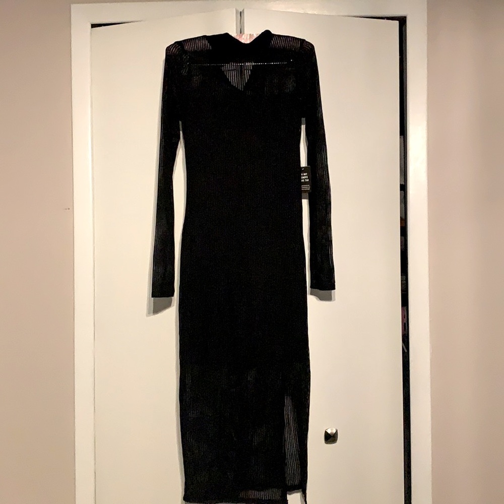 Long black cocktail dress